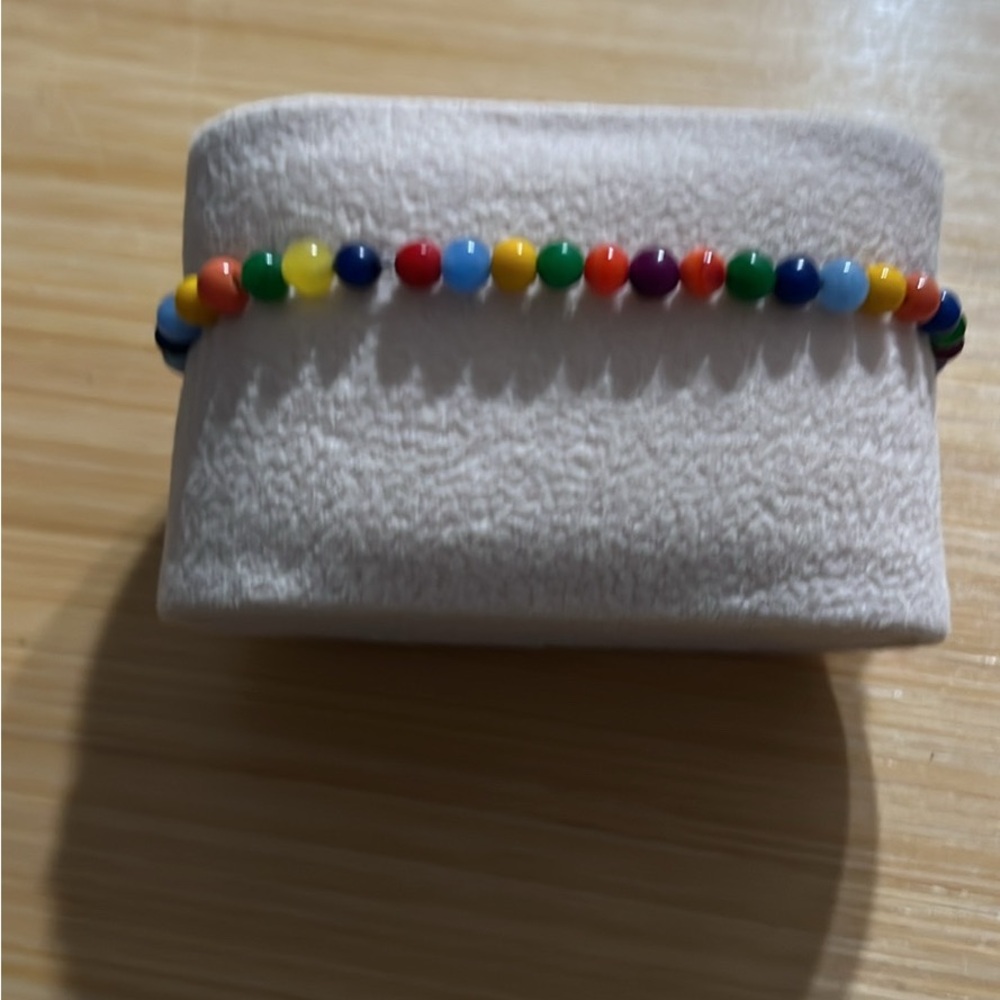 Kids Multicolor Beaded Bracelet - Fun Rainbow Stretch Bracelet